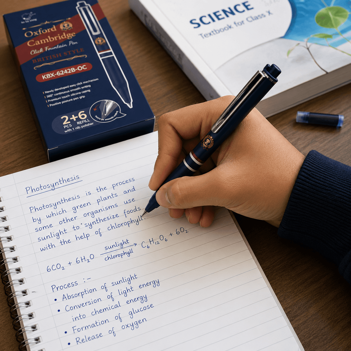 Oxford Cambridge Click Pen Gift Set with 2 Pens, 6 Ink Cartridges & Ink Bottle