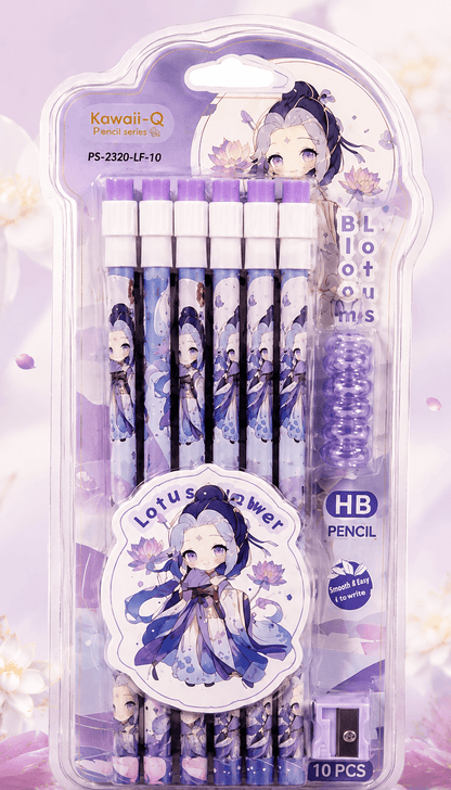 Lotus Blossom HB Pencil Set (10 PCS)