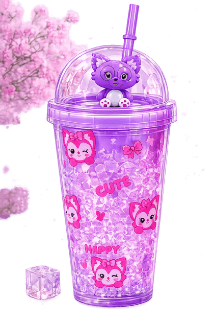Cute Glitter Fox Kids Tumbler