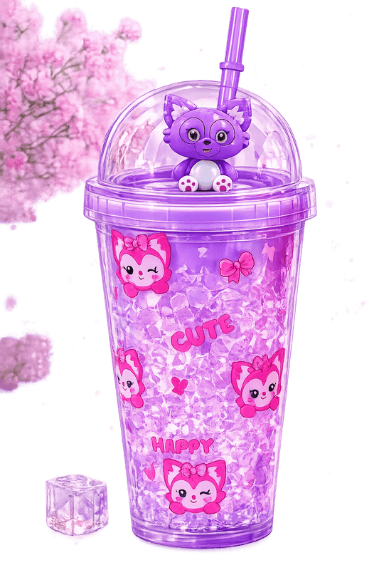 Cute Glitter Fox Kids Tumbler