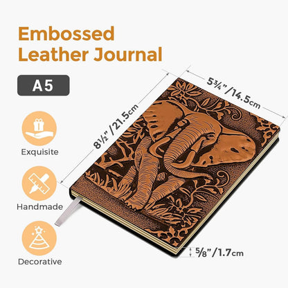 3D Copper Elephant  Vintage Leather Notebook