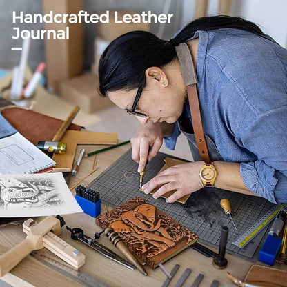 3D Copper Elephant  Vintage Leather Notebook