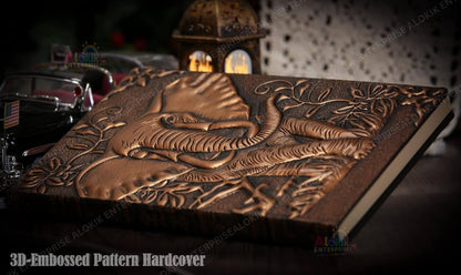 3D Copper Elephant  Vintage Leather Notebook