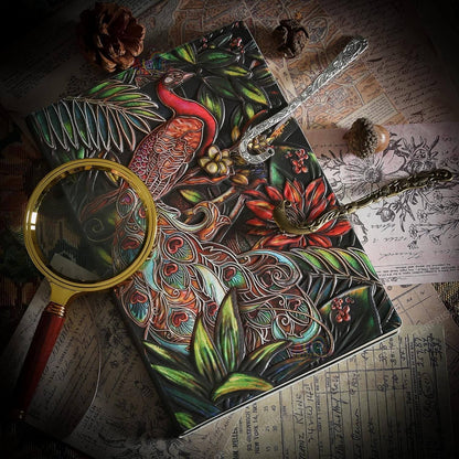3D Peacock Leather Journal Notebook