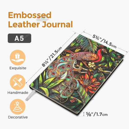 3D Peacock Leather Journal Notebook