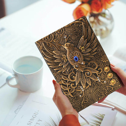 3D Phoenix Bronze  Vintage Leather Notebook