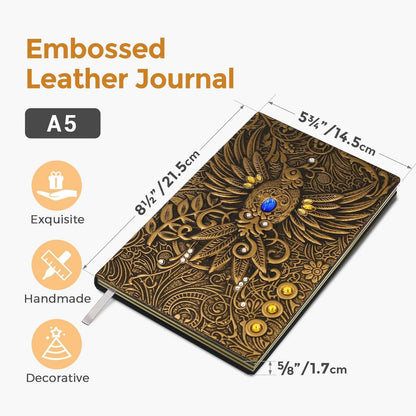 3D Phoenix Bronze  Vintage Leather Notebook