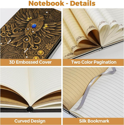 3D Phoenix Bronze  Vintage Leather Notebook