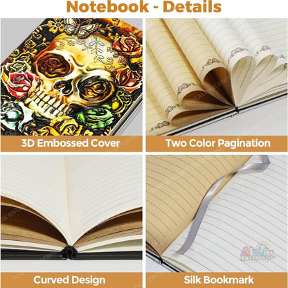3D Skull Vintage Leather Journal Notebook