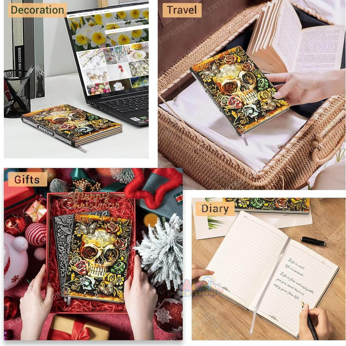 3D Skull Vintage Leather Journal Notebook
