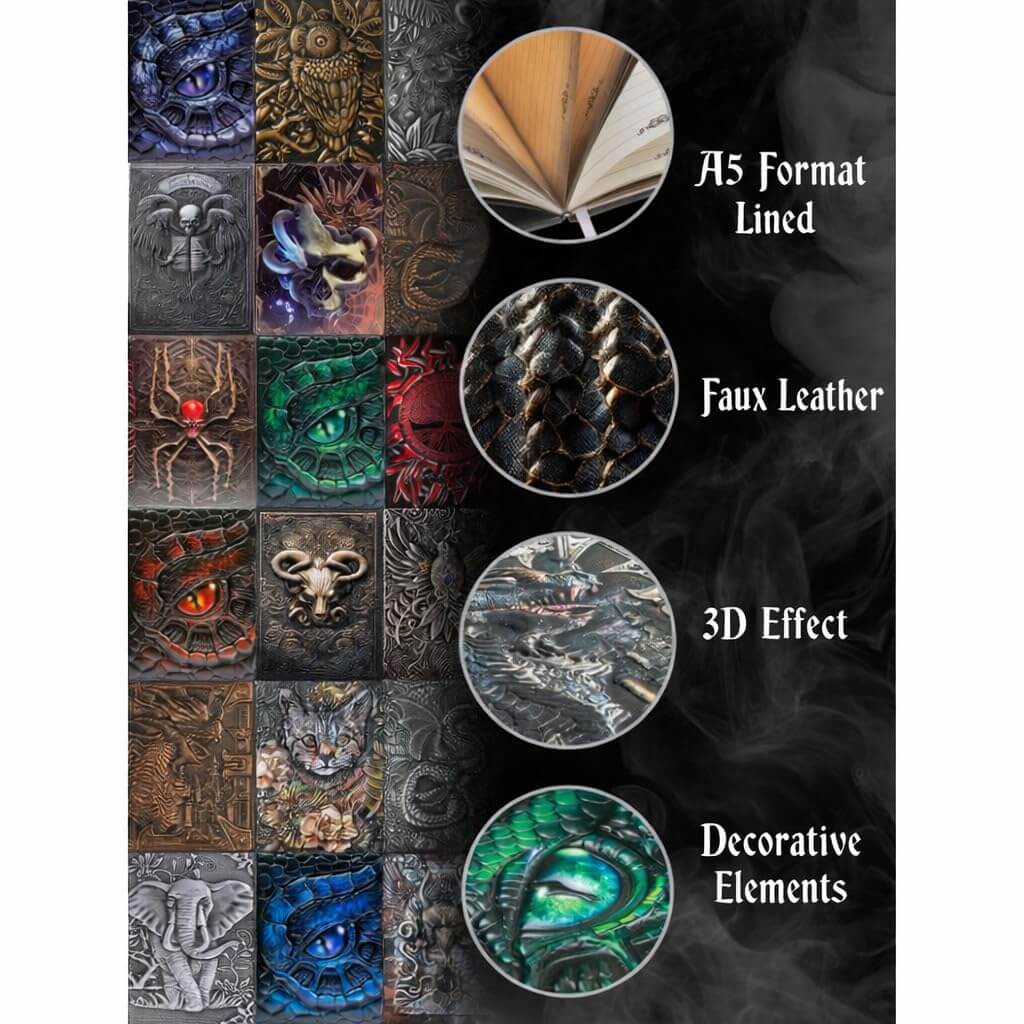 3D Spider Junk Leather Journal Notebook