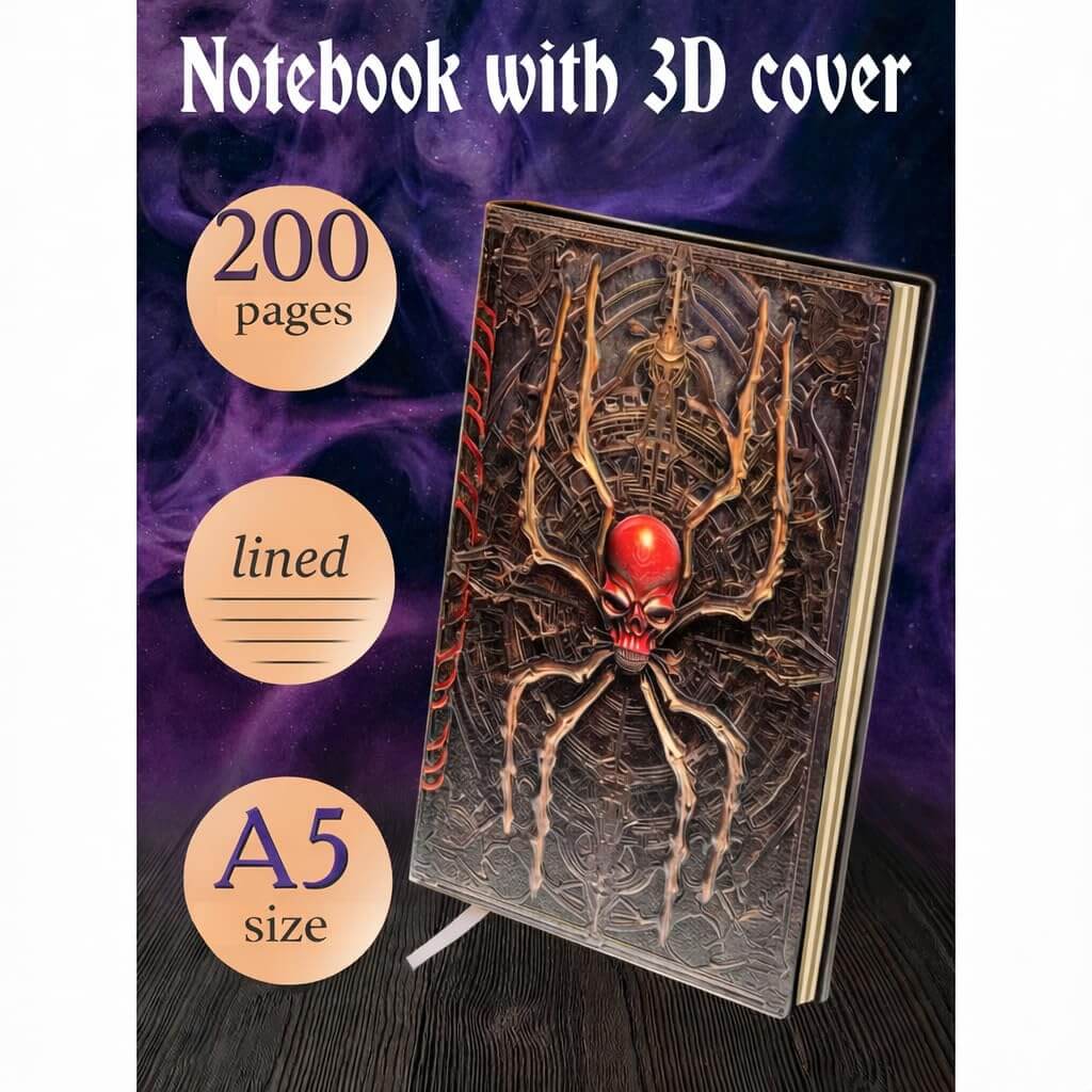 3D Spider Junk Leather Journal Notebook