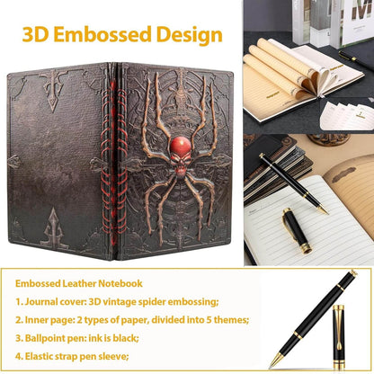 3D Spider Junk Leather Journal Notebook