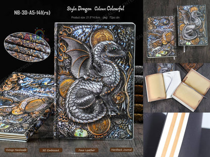 3D Embossed Dragon Leather Journal Notebook