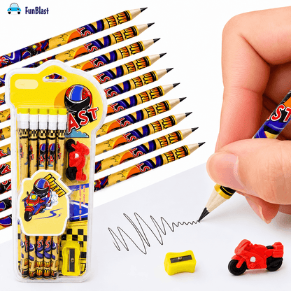 Speed Racing Bike Theme HB Pencil Set for Kids (Pack of 10)