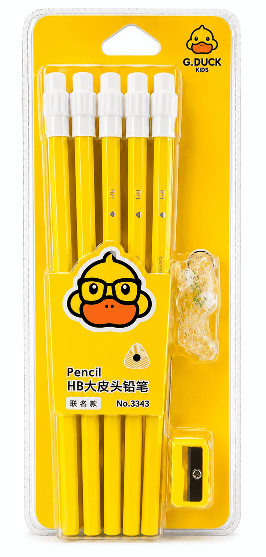 G Duck Kids HB Pencil Set with Sharpener