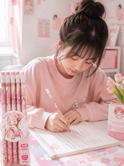 Lotus Blossom HB Pencil Set (10 PCS)