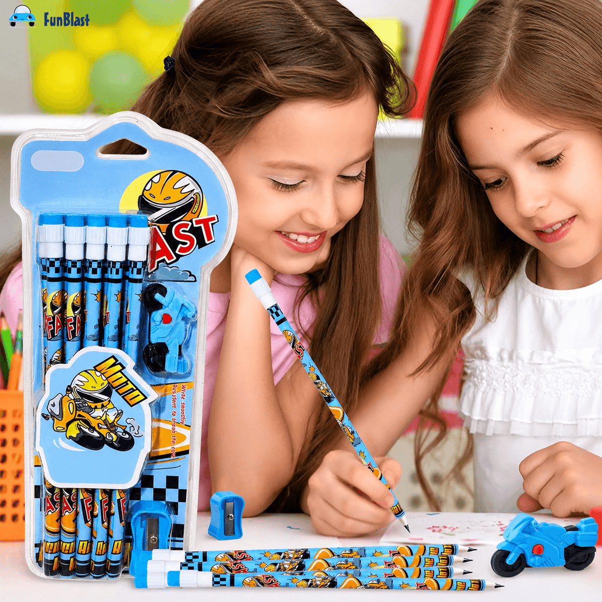 Speed Racing Bike Theme HB Pencil Set for Kids (Pack of 10)