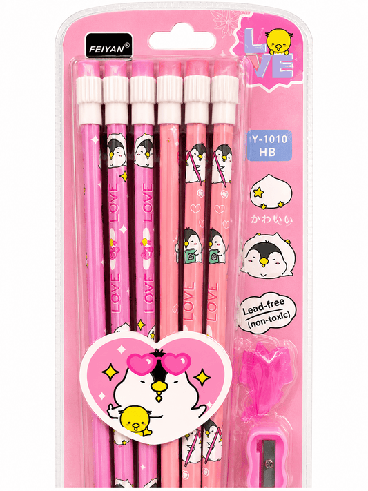 FEIYAN Cute Cartoon HB Pencil Set for Kids Set
