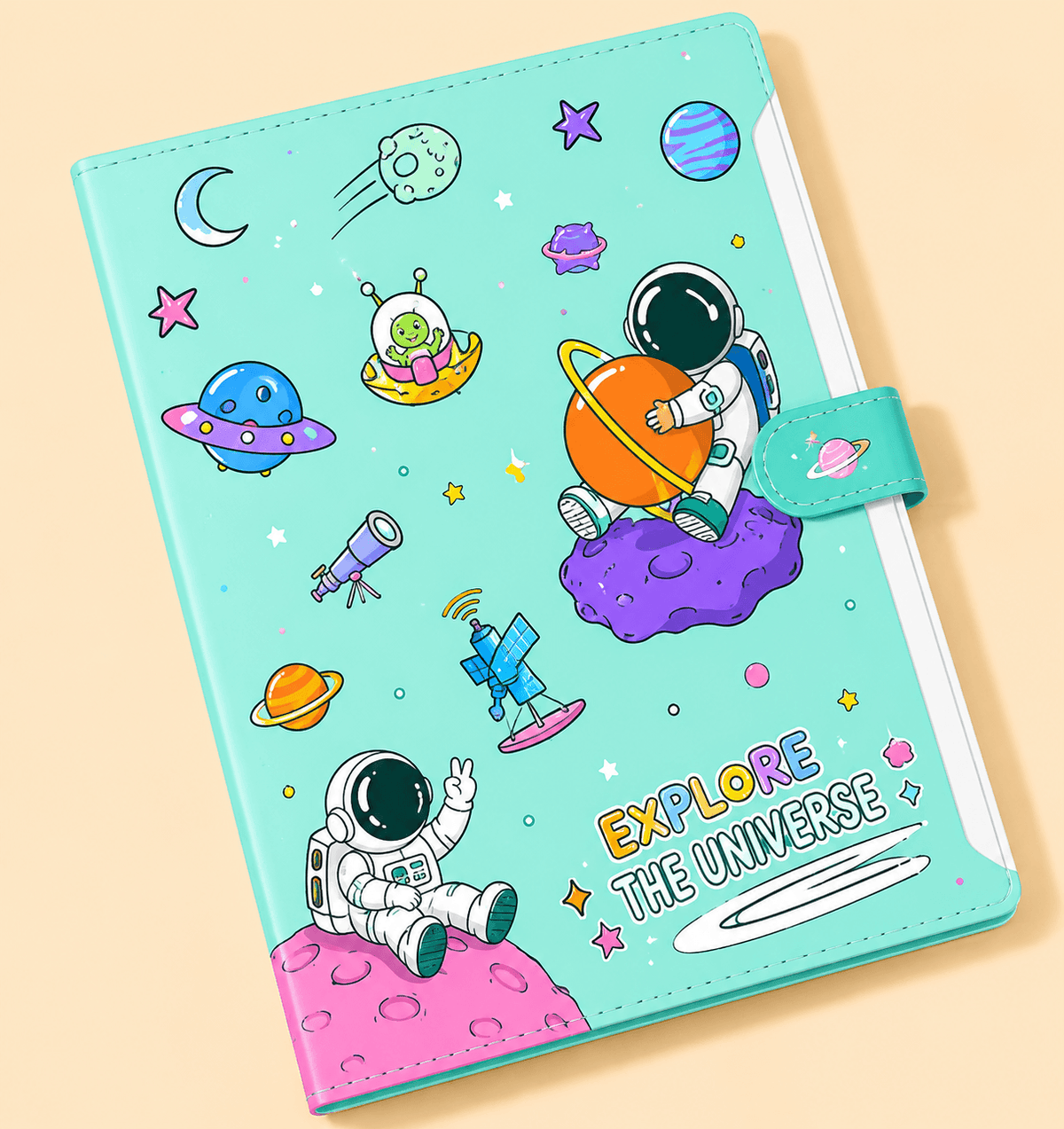 Space Adventure Document Folder Astronaut & Galaxy File