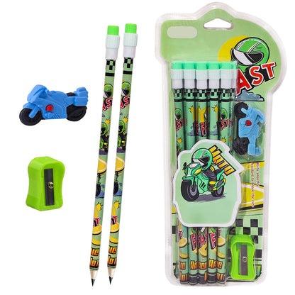 Speed Racing Bike Theme HB Pencil Set for Kids (Pack of 10)