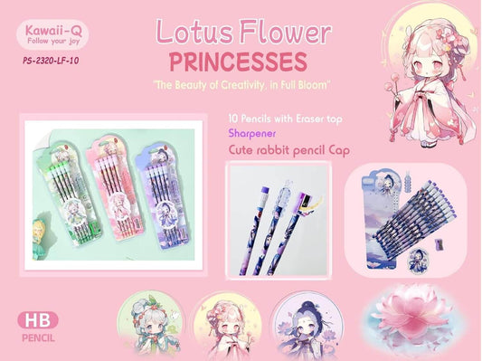 Lotus Blossom HB Pencil Set (10 PCS)