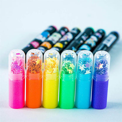 Cute Glitter Acrylic Highlighter Pens Set of 6