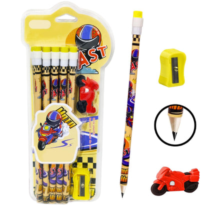 Speed Racing Bike Theme HB Pencil Set for Kids (Pack of 10)