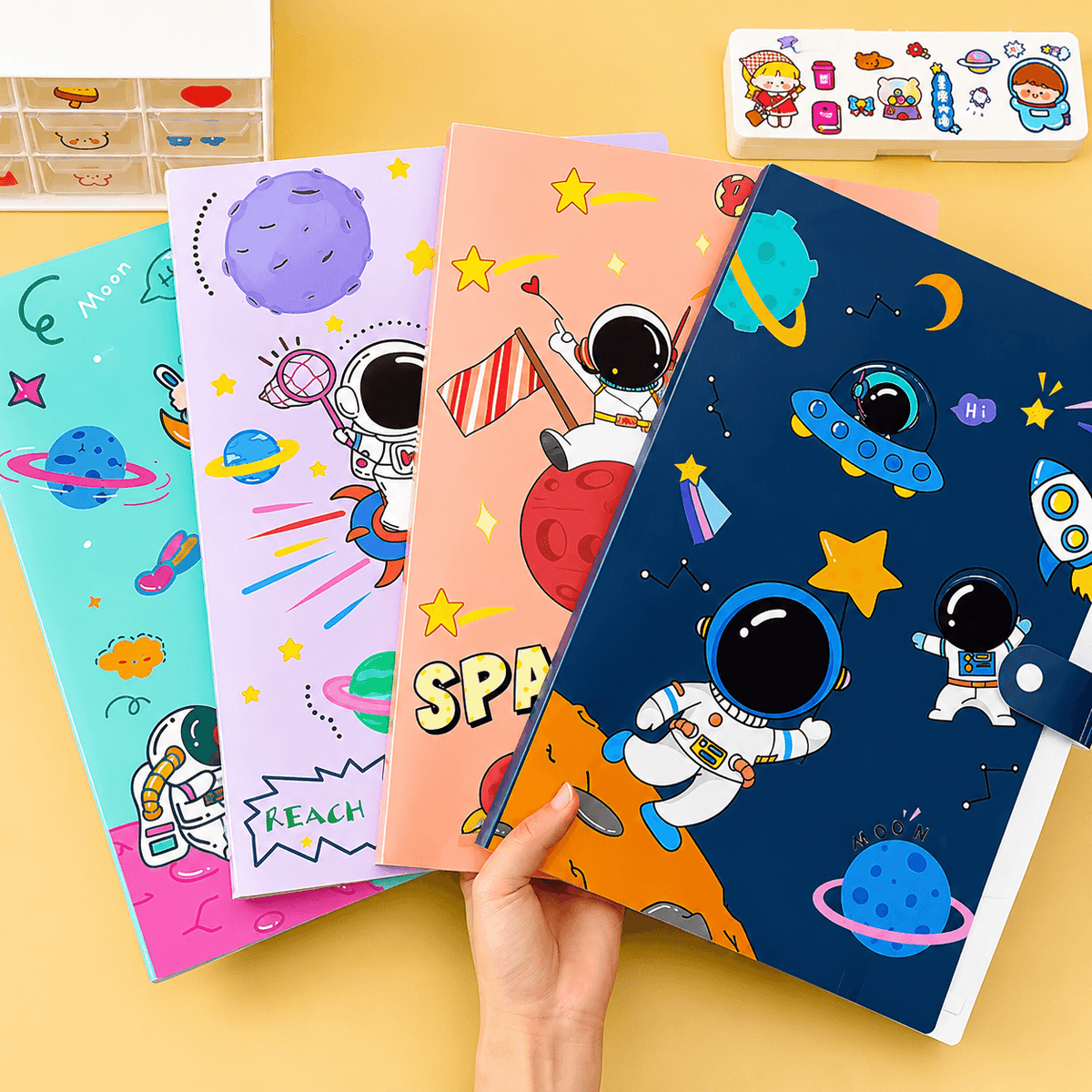 Space Adventure Document Folder Astronaut & Galaxy File
