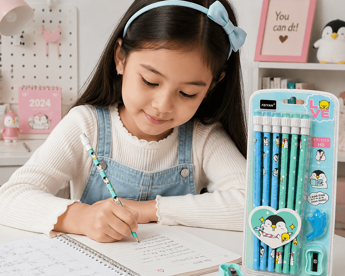 FEIYAN Cute Cartoon HB Pencil Set for Kids Set