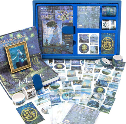 Blue Vintage Monet Oil Painting Journal Kit
