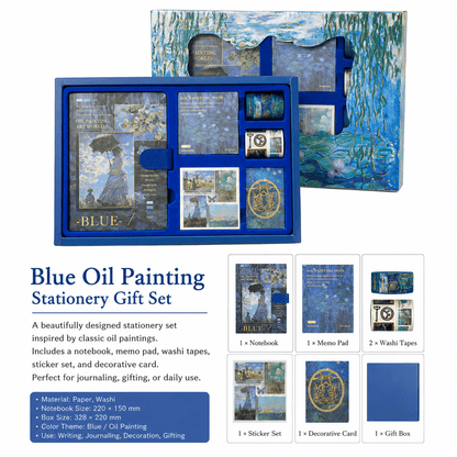 Blue Vintage Monet Oil Painting Journal Kit