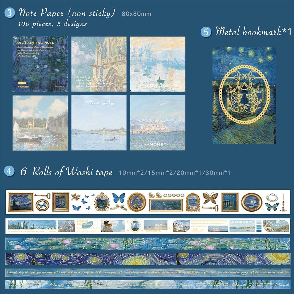 Blue Vintage Monet Oil Painting Journal Kit