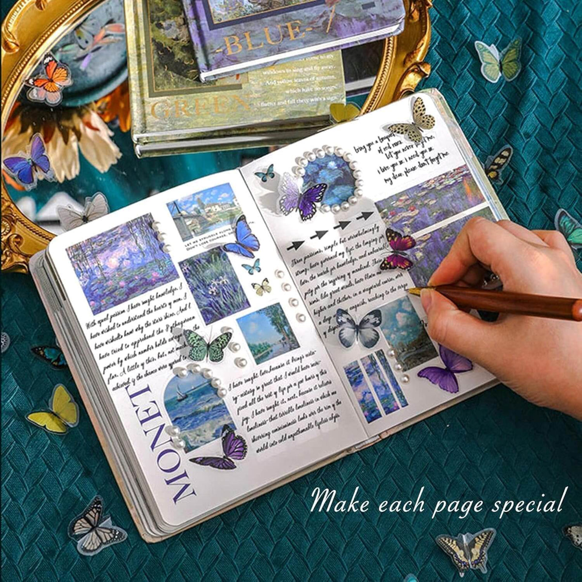Blue Vintage Monet Oil Painting Journal Kit