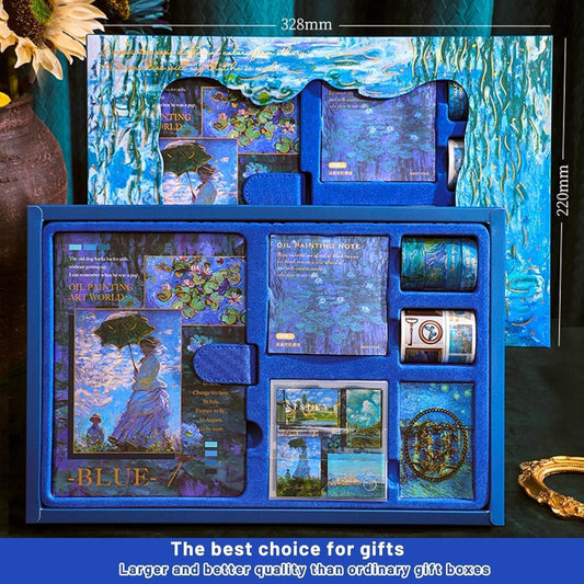 Blue Vintage Monet Oil Painting Journal Kit