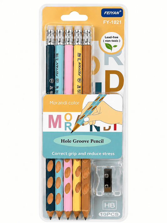 FEIYAN Hole Groove HB Pencil Set with Sharpener