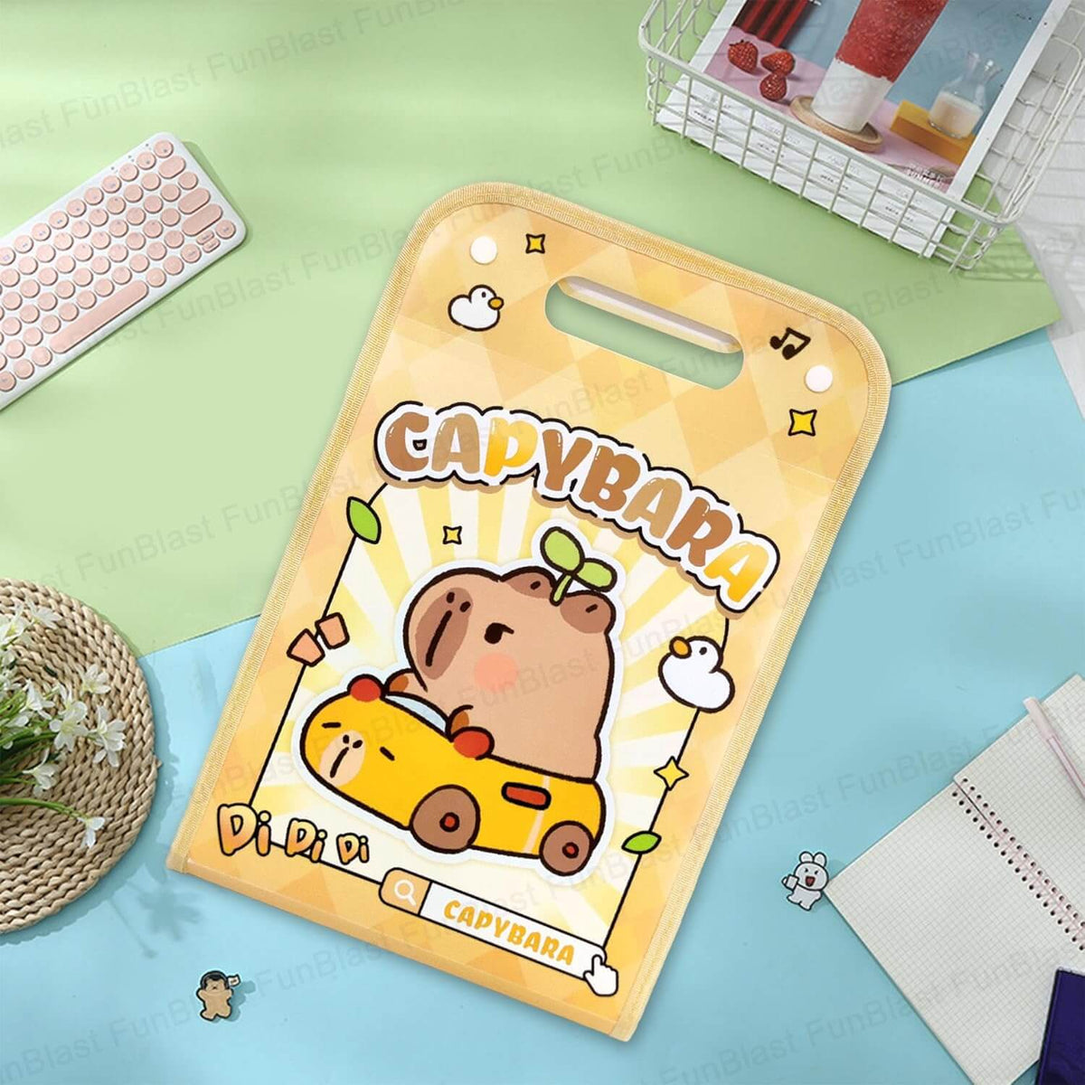Candy Bara File Folder with Button Lock and Handle