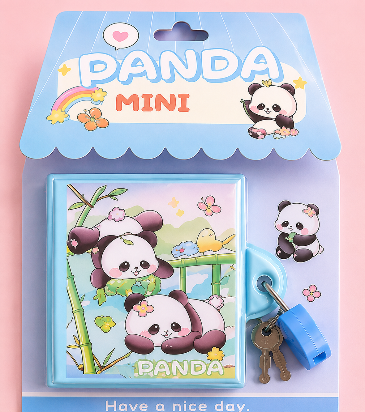 Cute Panda Mini Diary with Lock & Key Set for Kids