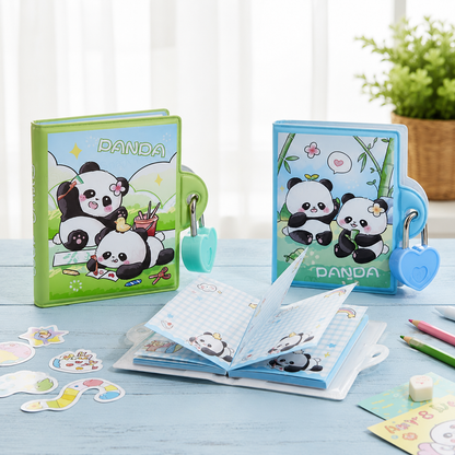 Cute Panda Mini Diary with Lock & Key Set for Kids