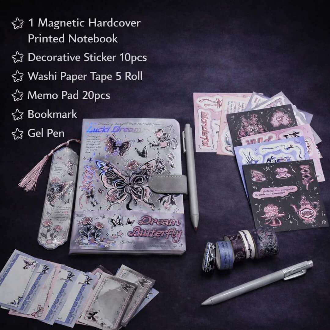 Premium Butterfly Magnetic Diary Gift Set