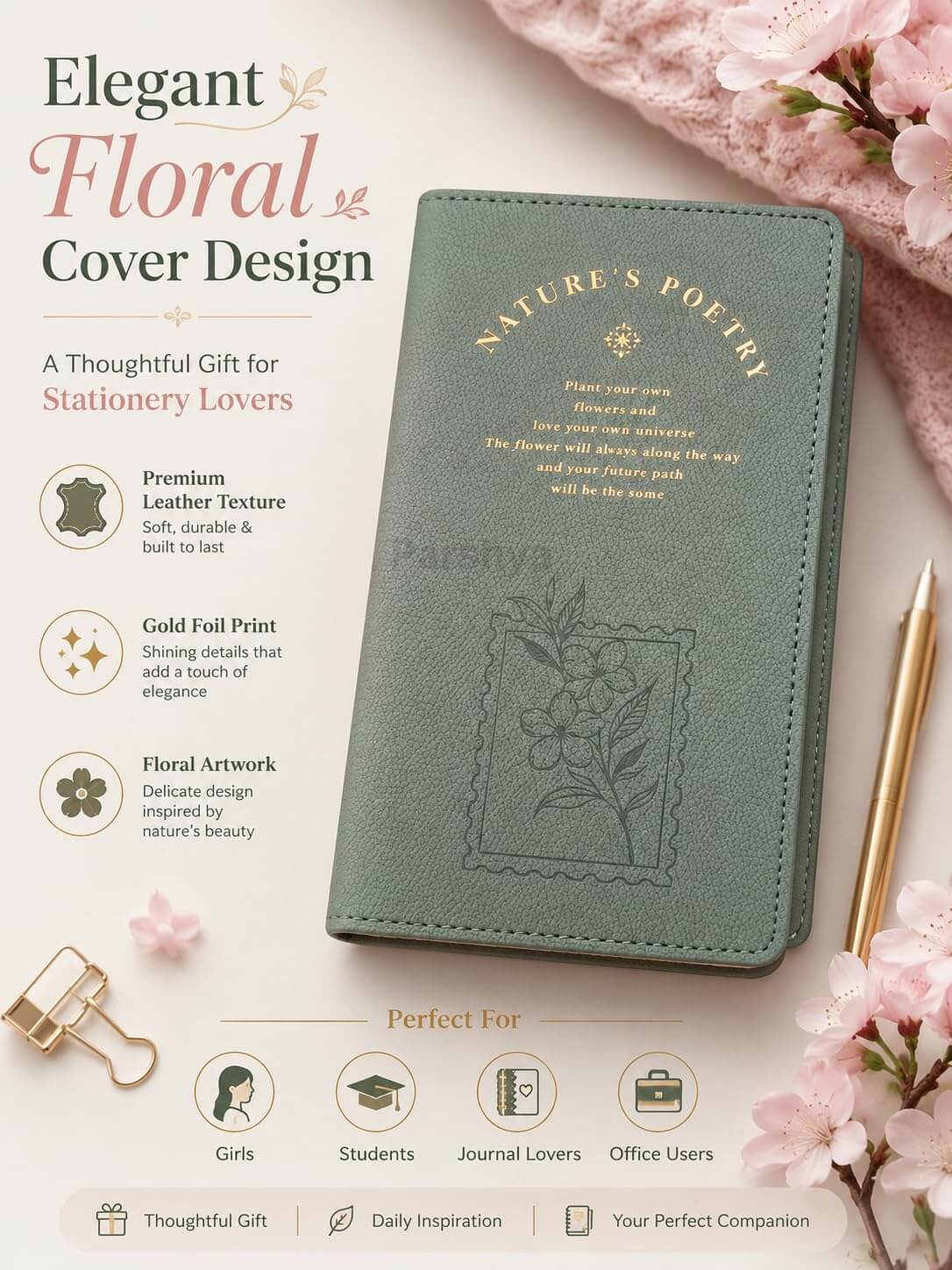 Nature’s Poetry Diary Notebook with Pen