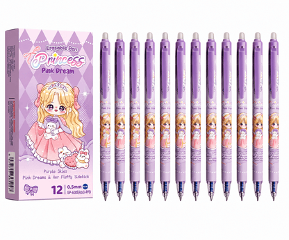 Princess Pink Dream Erasable Gel Pen Set – Pack of 12 Pens.