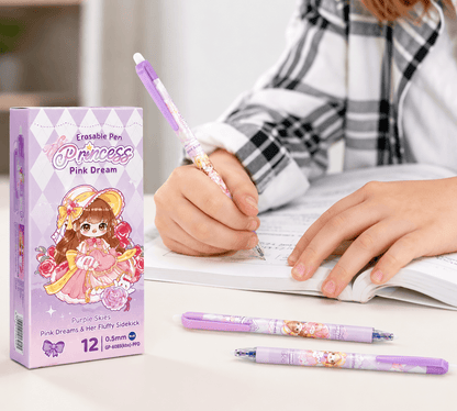 Princess Pink Dream Erasable Gel Pen Set – Pack of 12 Pens.