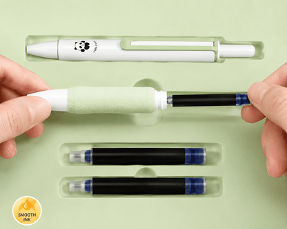 Panda Click Gel Pen Set – 2 Ergonomic Retractable Pens with 6 Black Ink Refills