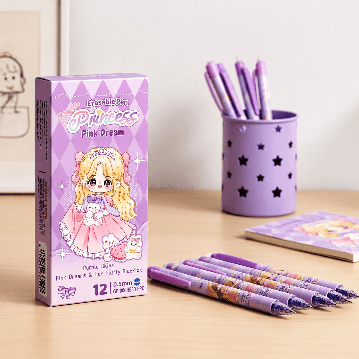 Princess Pink Dream Erasable Gel Pen Set – Pack of 12 Pens.