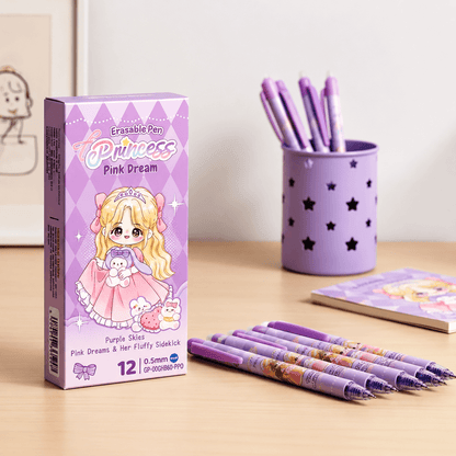 Princess Pink Dream Erasable Gel Pen Set – Pack of 12 Pens.