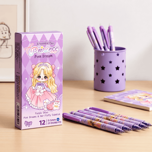 Princess Pink Dream Erasable Gel Pen Set – Pack of 12 Pens.
