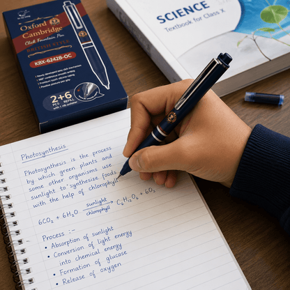 Oxford Cambridge Click Pen Gift Set with 2 Pens, 6 Ink Cartridges & Ink Bottle