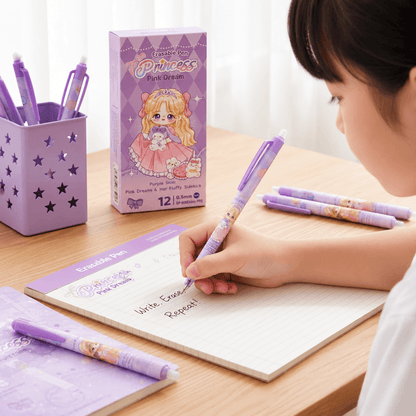 Princess Pink Dream Erasable Gel Pen Set – Pack of 12 Pens.
