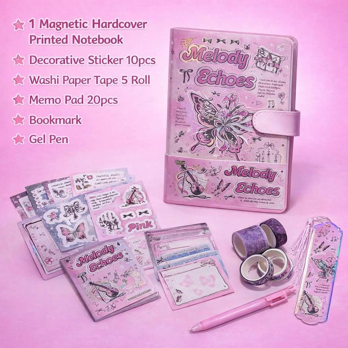 Premium Butterfly Magnetic Diary Gift Set